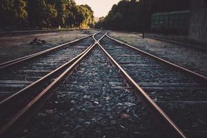 railroad lines sunset photo