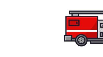 Fire truck illustrated on a white background video