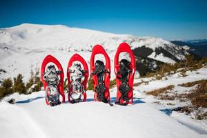 Snow boots for tracking in winter. photo