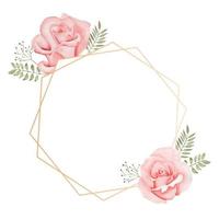 Beautiful watercolor frame with roses vector