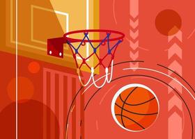 Banner de baloncesto con tablero y pelota. vector