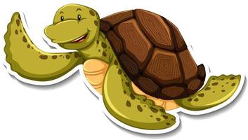 Cute turtle animal cartoon sticker vector