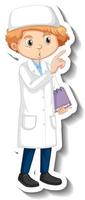 Scientist muslim boy cartoon character sticker vector