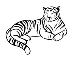 Chinese tiger lies isolated on the white background. White tiger in realistic style. Year of the tiger. Chinese new year. vector