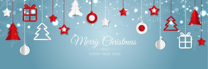 Christmas banner. Background Xmas objects viewed from above. Winter sale
