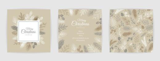 Vector Christmas Cards Set. Holiday Party Card Templates Design