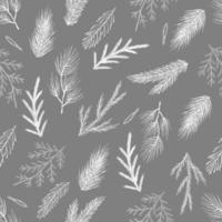 Xmas Seamless pattern with Christmas Tree Decorations, Pine Branches hand drawn art design vector illustration.