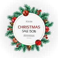 Christmas wreath of Christmas balls, snowflakes and other holiday elements. vector