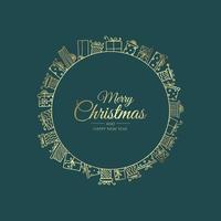 Merry Christmas Abstract Card with Frame. Xmas sale, holiday web banner. vector