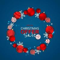 Christmas wreath of Christmas balls, snowflakes and other holiday elements. vector