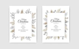 Vector Christmas Cards Set. Holiday Party Card Templates Design