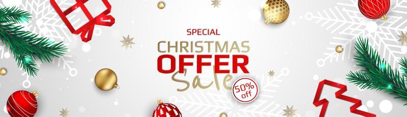 Christmas vector background. Creative design greeting card, banner, poster. Top view xmas decoration balls and snowflakes.