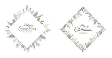 Vector Christmas Cards Set. Holiday Party Card Templates Design