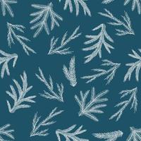 Seamless pattern with hand drawn cones, xmas tree. Christmas vector illustration.