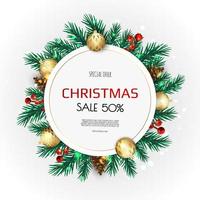 Christmas wreath of Christmas balls, snowflakes and other holiday elements. vector