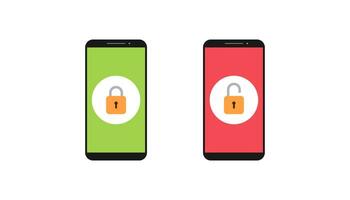 teléfono inteligente y candado, vector de ilustración de datos de seguridad de teléfono inteligente