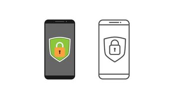 Smartphone and padlock, smartphone security data illustration vector