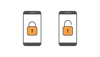 Smartphone and padlock, smartphone security data vector design