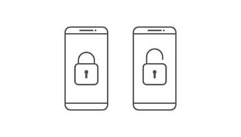 Smartphone and padlock, smartphone security data icon vector