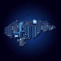 Mapa de contorno de honduras con circuito de electrónica tecnológica. vector