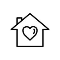 Home line icon with heart. charity symbol, donation, humanity. Editable stroke. Design template vector