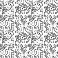 Seamless pattern with christmas sweets. doodle christmas seamless food pattern vector