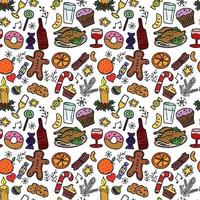 Seamless Christmas food pattern. Christmas background vector