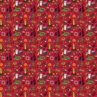 Seamless Christmas food pattern. Christmas red background vector