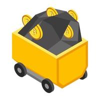 carro de minería bitcoin vector