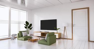 Latest Mueble Para Tv Con Sala Blanca With Suelos Blancos Para Sala De Estar Japones Minimalista. Representación 3d