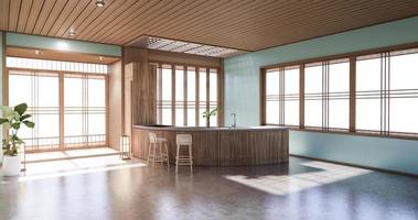 diseño minimalista del estilo japonés de la habitación de la menta representación 3d foto