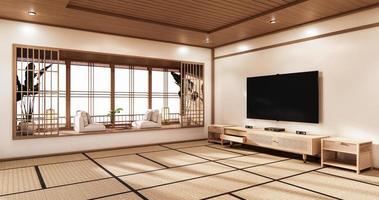 sala de cine diseño minimalista estilo japonés representación 3d