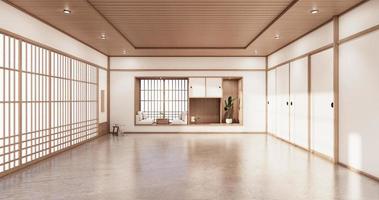 living shelf design in room japanese style minimal design. 3d rendering photo
