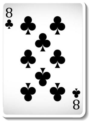 Eight of Clubs Playing Card Isolated