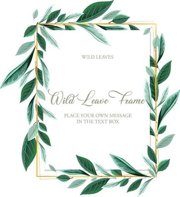 Vertical frame of green foliage template