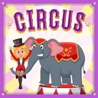 Diseño de carteles de circo con actuación de magos y elefantes. vector