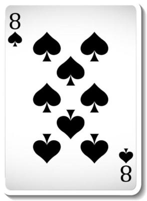 Eight of Spades Playing Card Isolated