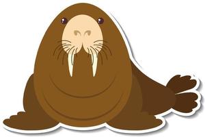 Chubby walrus animal cartoon sticker vector