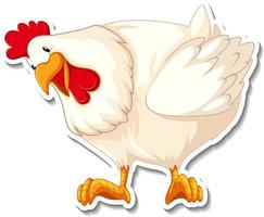 etiqueta engomada de la historieta del animal de granja del animal del pollo vector
