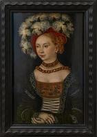 FLORENCE, ITALY, APRIL 7, 2018 - Female Portrait by Lucas Cranach the Elder around 1530 from Uffizi Gallery. It is among most visited museums in Italy, with more than 1.5 million visitors each year photo