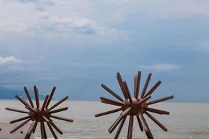 PUERTO VALLARTA, MEXICO, SEPTEMBER 6, 2015 - Two Sea Urchins statues in Puerto Vallarta in Mexico. Sculpure was made by Blu Maritza Vazquez at 2007 photo