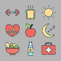 iconos de comida sana y estilo de vida