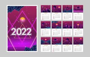 2022 plantilla de calendario de galaxias vector