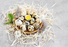 Plate with quail eggs photo