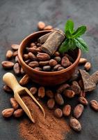 Cocoa beans and powder photo