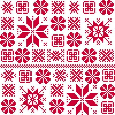 Finnish seamless patterns. Red christmas print for clothes.