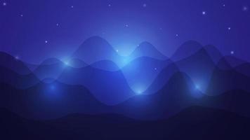 Abstract gradient dynamic blue background with waves and shiny sparkles vector