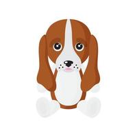 Vector cartoon sitting dog of Basset Hound breed.