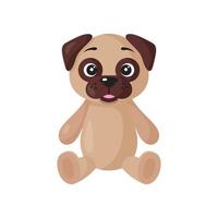 Vector cartoon sitting dog of Pug breed.