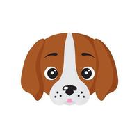 Vector cartoon dog face of Beagle breed.